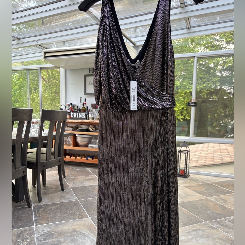 Alice + Olivia Black and Gold Striped Dress